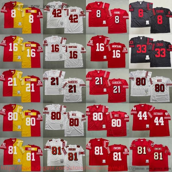 1996 Throwback Football 81 Terrell Owens Jersey Retro Vintage Stitch 21 Deion Sanders 8 Steve Young 80 Jerry Rice 16 Joe Montana 33 Roger Craig Ronnie Lott Tom Rathman