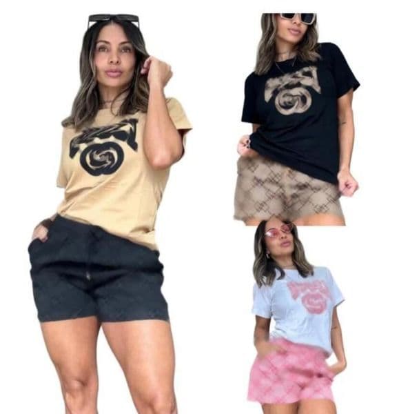 Luxurious breathable soft Womens Designer Tracksuits 2 Piece Shorts Set Short Sleeve T Shirt Jogger Sport Suit printed letters