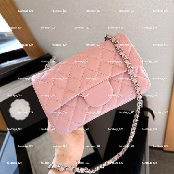 Chic Design Small Handbags with Silver Chain Strap for Women Genuine Leather Ladies Square Shoulder Bags Female Mini Clutch Bag