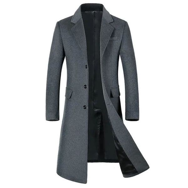 Autumn and winter mens wool coat length European plus size Korean version ultrathin velvet thick 241007
