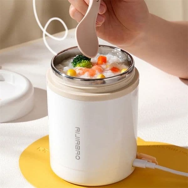 600ML USB Electric Heating Lunch Box Portable Picnic Milk Drink Food Heater Stainless Steel Food Warmer Container 5V 12V 24V 250222