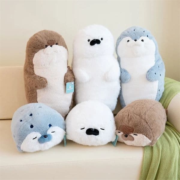 Cute Seal Plush Toy Lifelike Stuffed Marine Life Sea Otter Soft Doll Simulation Seal Pillow Cushion Kids Toys Birthday Gift 241115