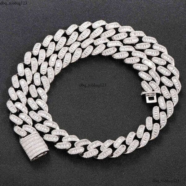 hip hop jewelry cuban link chain 15mm s sier fashion necklace iced out fully vvs baguette moissanite dia men necklaces aaa