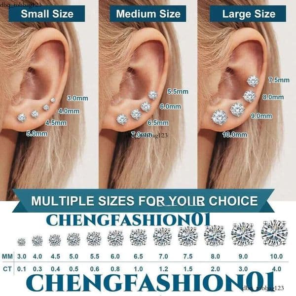 3mm-10mm classic mossanite screw back jewelry sterg sier vvs moissanite designer for women ear stud earrings mens earring gift aaa