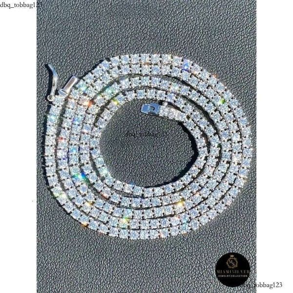 Rinntin SMN Premium Iced Crystal Tennis Moissanite Necklace Chain VVS Clarity 14kt Sterg Sier 7-24 Inch Mossanite Jewelry aaa