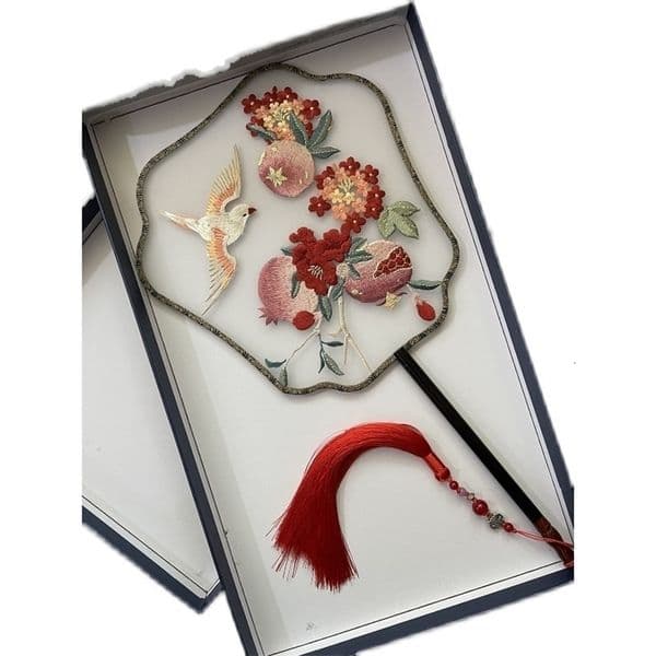 Moxi Embroidery Banquet Mountain Pavilion Hanfu Joint-Name Machine Single-Sided Circular Fan Embroidered 220505