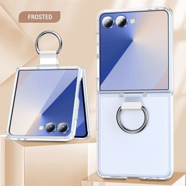 Transparent Foldable Ring Holder Anti-fall Phone Case For Samsung Galaxy ZFlip7 Z Flip 7 6 5 4 3 Bumper Clear Design Protective Cover Cellphone Cases