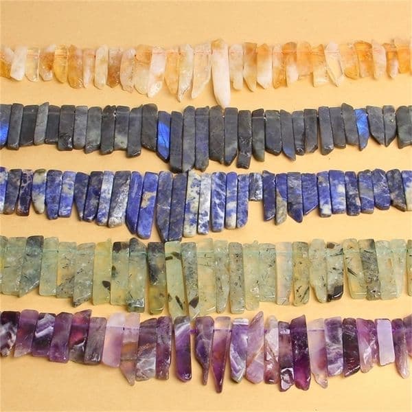 Natural Prehnit Quartzs Point Beads Drilled Polished Labrodorite Rock Rough Sodalite Slab Stick Beads For DIY Graduated Pendant 200930