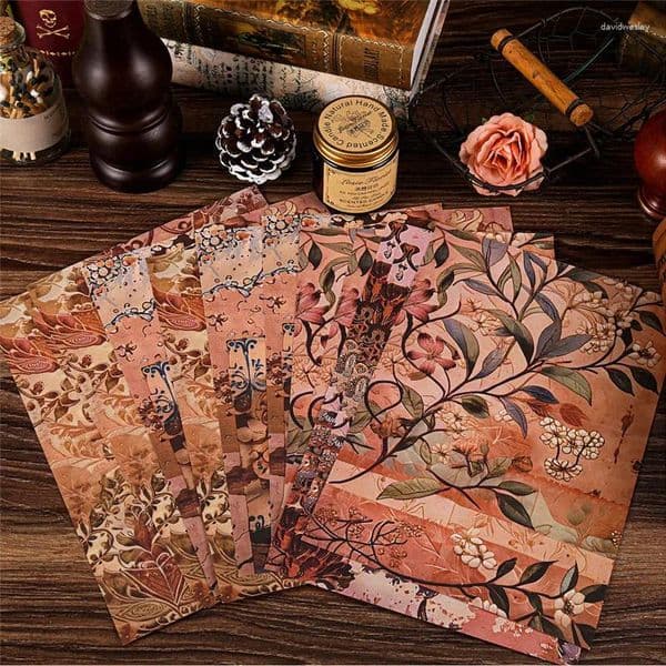 Gift Wrap 20 Sheets 26 18cm Vintage Decorative Material Paper Creative Flower Retro For Pography Background Scrapbooking Journal