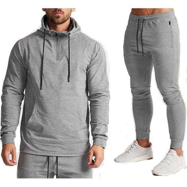 Mens Tracksuit Gym Sports Suits Zipper Hoodies Fitness Sportswears Pullover Hooded Sweatpants Two Piece Sets Training Clothes Z250929