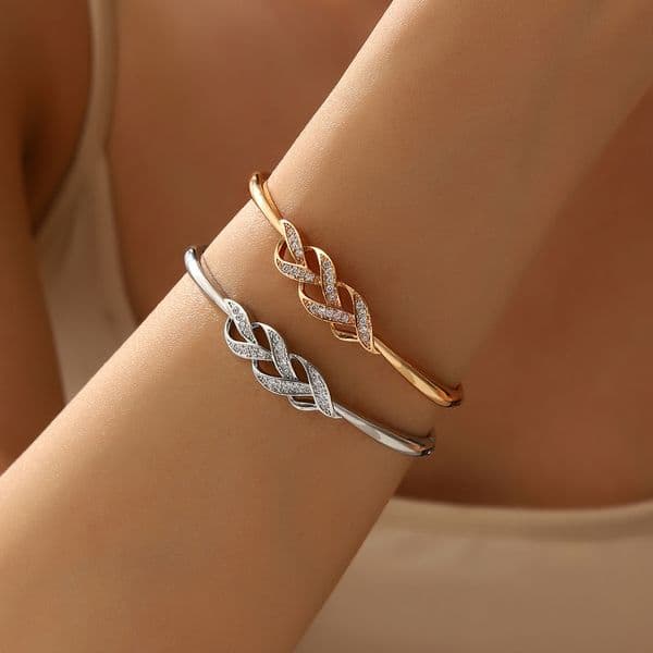 18k Gold Silver Diamond Wheat Ear Flower Bracelet for Women's Fashion Inlaid with Zircon Buckle Exquisite Twisted Flower Braid Bracelet