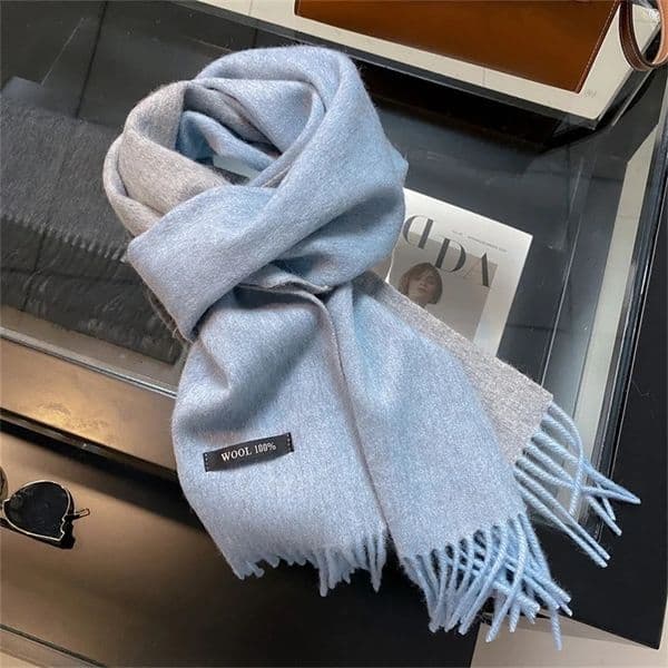 100% Wool Winter Scarf For Women Long Warm Cashmere Scarves Hijab Solid Lady Shawl Wrap Female Pashmina Bandana Head Scarfs 241112