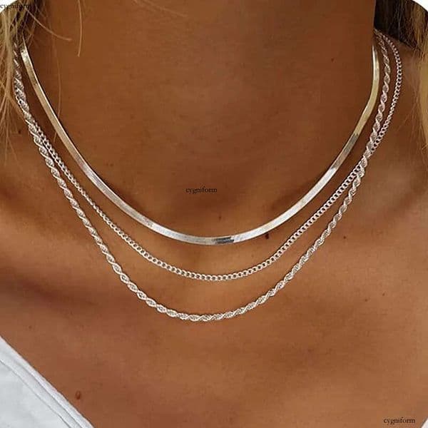 Designer Herringbone Necklace Women,Dainty 14k Plated Snake Necklace, Simple Gold Layered Necklaces,Gold Jewelry Gift for Women