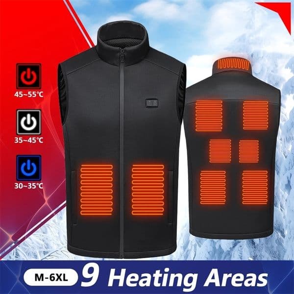 9 Vest Area Electric Jacket Motorcycle USB Winter Sports Hiking Camping 240926