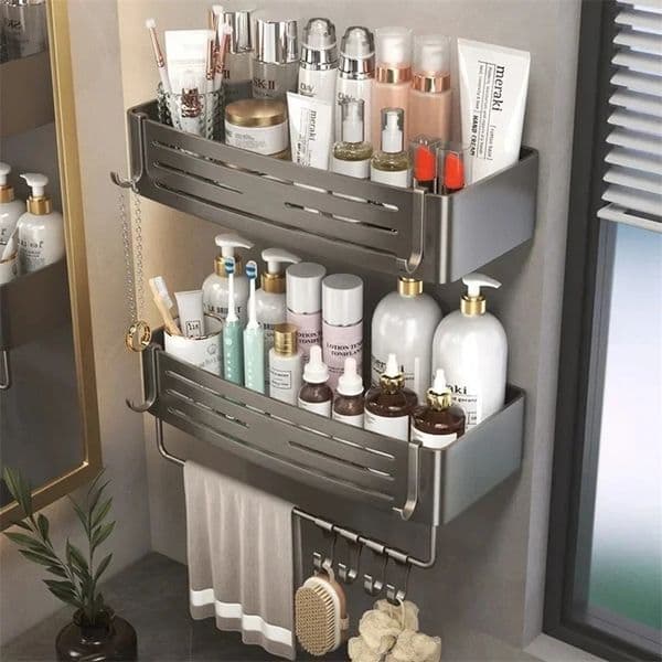No-Drill Bathroom Shelves Wall Mounted Bathroom Corner Shelf Shampoo Shower Storage Rack For Toiletries Kitchen Accessories 241112