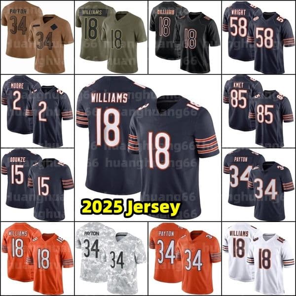 Caleb Williams Kyle Monangai Colston Loveland Football Jersey Rome Odunze Cole Kmet D'Andre Swift Walter Payton Tory Taylor Urlacher Butkus Luther Burden Thieneman