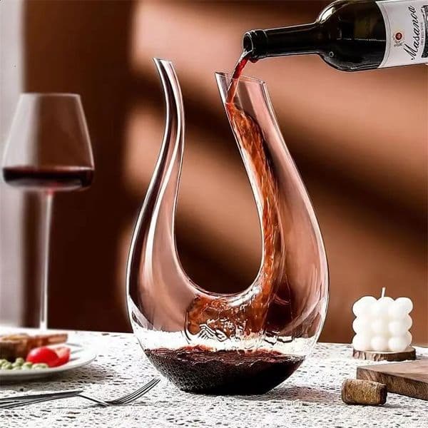 100% Lead-free U Shape Wine Carafe Wine Aerator Crystal Glass Wine Decanters and Carafes 1.5L Wine Accessories 250305