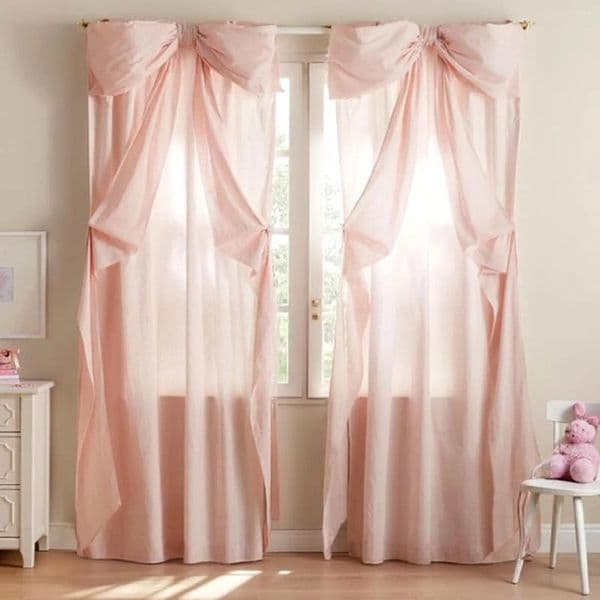 Curtain 1Panel Light Jade Bowknot Curtains For Children Bedroom Window Drapes Kids Girls Room Decoration