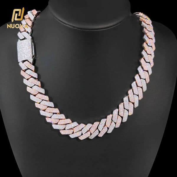 20mm Pidynamic Silver Gold Plated Cuban Lidynamic Gold-Plated Chain Hip Hop Iced Out Diamond Bracelet Necklace Fine Jewelry for Men and Women
