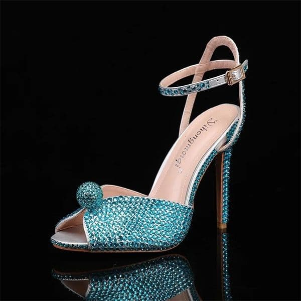 Fashionable and high-quality wedding shoes for women pearl studded Peep toe white high-heeled shoe buckle er womens sandals 43 Zapatos 250403