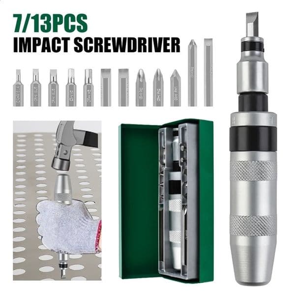 713 Pcs CRV Manual Impact Screwdriver Portable Reversible Driver Household Cordless Kit Hand Repair Tools 250318