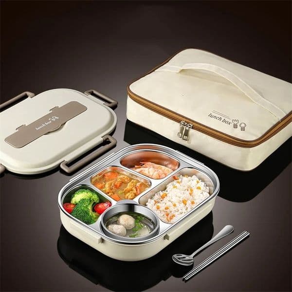 304 Stainless Steel Insulated Lunch Box Office Workers Sealed Portable Lunch Box with Bag Students Kids Commercial Bento Box Set 250226