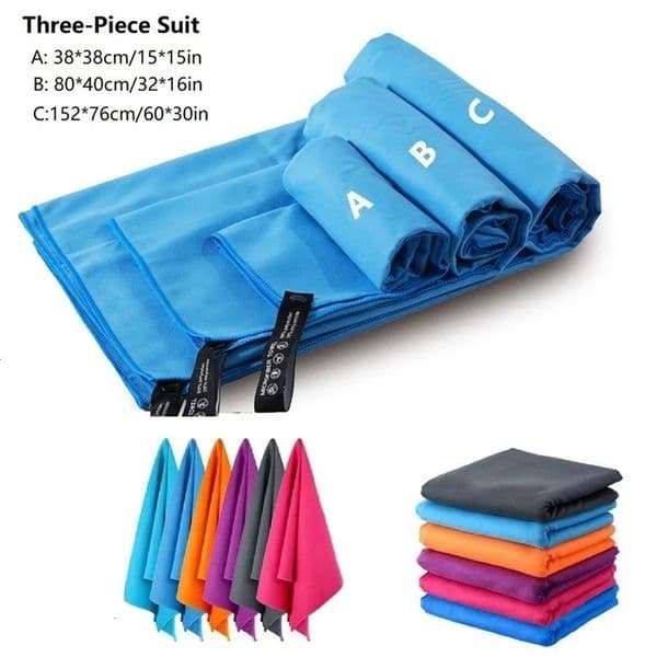 3PCS Set Of Sports Microfiber Quick Dry Towel Portable Ultralight Absorbent For Swimming Gym Fitness Yoga Beach Travel 240518