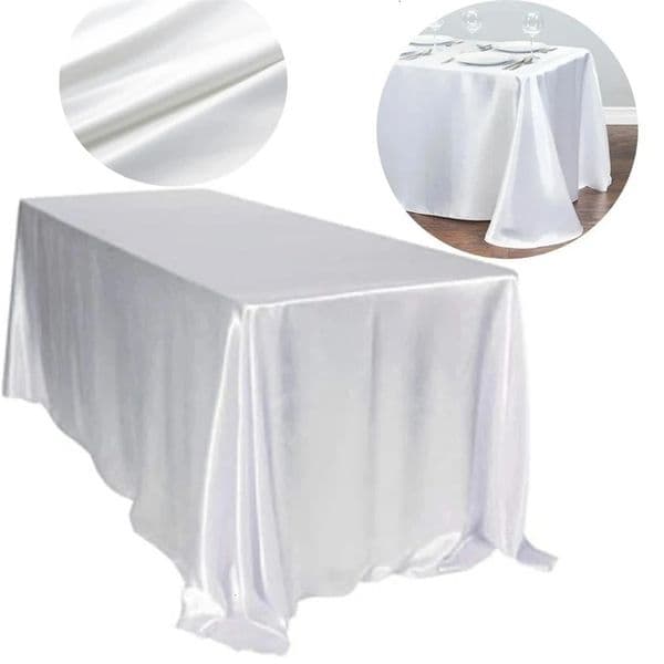 Rectangle Satin Tablecloth Wedding Table Cloth White for Christmas Baby Shower Birthday Events Banquet Decor Home Dining Table 250213