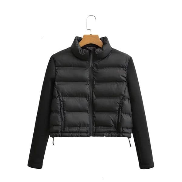 2024 autumn and winter womens clothing European American style fashionable versatile splicing short cotton jacket 241231A
