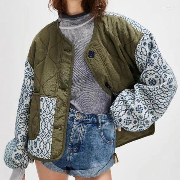 Women's Jackets Women Coat Patchwork Full Sleeve Single Breasted Loose Tops 2026 Autumn Female Casual Outerwear Fashion Lady Jacket Street