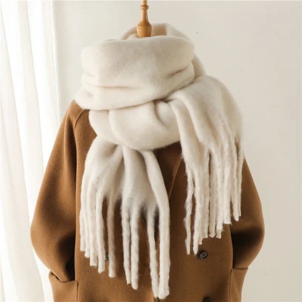 Winter Scarf for Women Cashmere Warm Solid Pashmina Blanket Wraps Female Thick Soft Bufanda Big Tassel Shawl Long Poncho Echarpe 250928