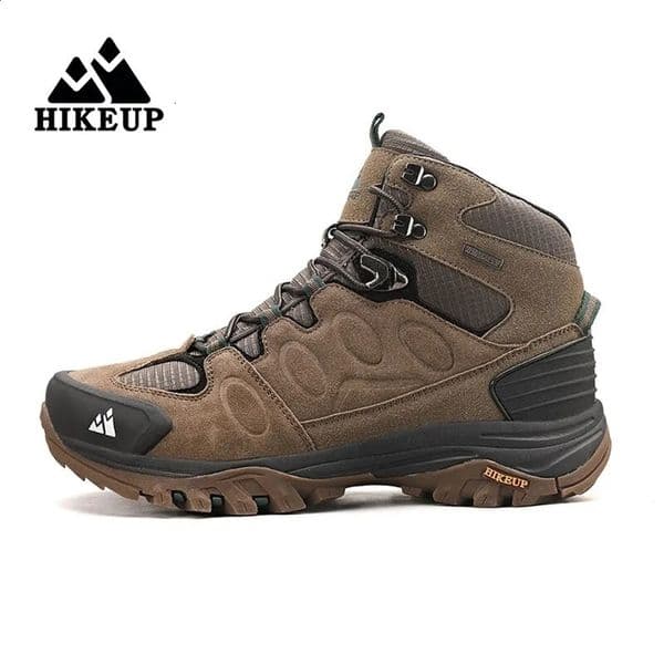 HIKEUP High-Top Men Hiking Boot Winter Outdoor Shoes Lace-Up Non-slip Sports Casual Trekking Boots Man Suede Warm Shoes 250529