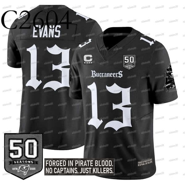 C26 Buccaneerss Baker Mayfield 2025 Gothic Football Jersey Bucky Irving Tom Brady Gronkowski Mike E Chris Godwin Vita Vea Rachaad White Antoine Winfield Jr