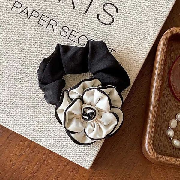 Fashion Elegant Vintage Camellia Handmade Flowers Hair Ties Headband Women Stylish and Chic Headrope Hair Scrunchies Hair Accessories Y250930 L260424