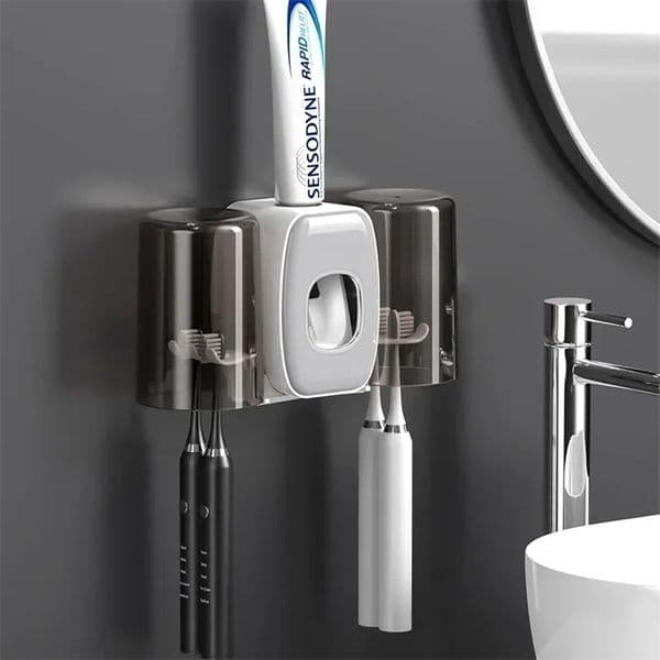 Toothbrush Holder With Cup Holder Toothpaste Dispenser Toothbrush Storage For Home Bathroom Accessories Without Drilling 250212