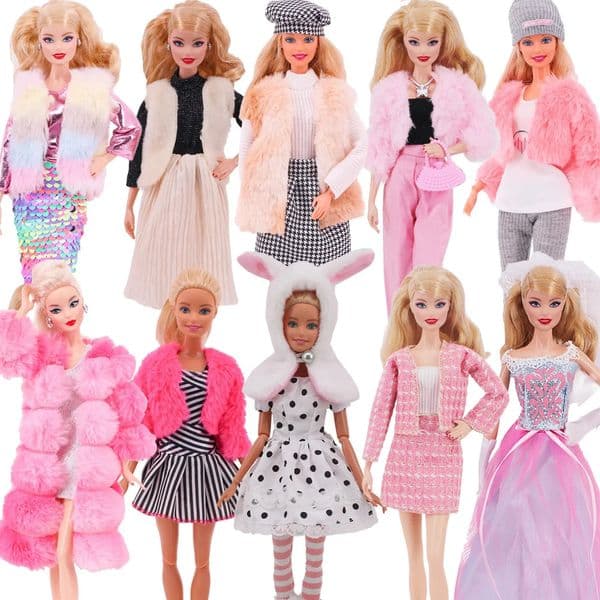 4 PcsSet Fur Vest Coat DressCasual Outfit for 30cm 118 inch Doll Clothes Accessories Plush Jacket CelebrityChilds Gift 250922BJ