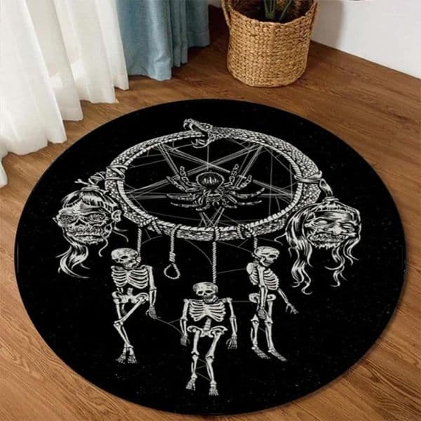 Carpets Crystal Velvet Personalized Gothic Satanic Round Rug Black Divining Pet Mat For Bedroom Decor