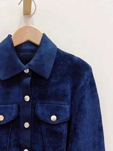 Women's Jackets 2025 Autumn Women Corduroy Turn-Down Collar Jacket Gold Buttons Long Sleeve Lady Short Coat Top