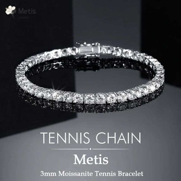 Moissanite Tennis Bracelet for Women 18K White Gold Plated Silver 3mm D Color VVS1 Wedding Party Jewelry Bracelets for Women Man W250904