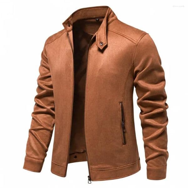 Men's Jackets Autumn Winter Mens Casual Jacket High Quality Solid Color Stand Collar Loose Versatile Suede Coat Male Cargo Men Clothing