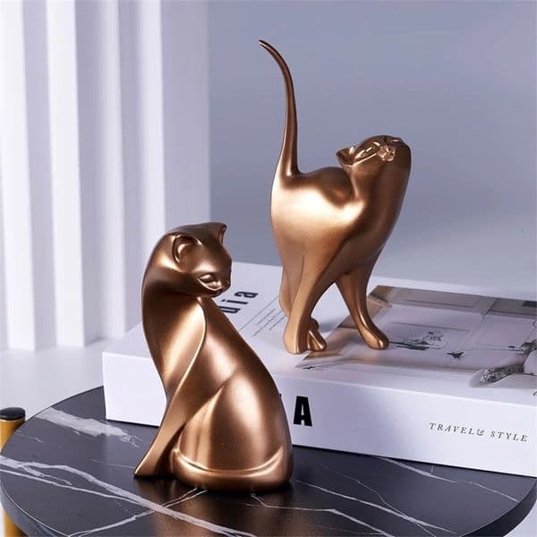 Golden Couples Cat Figurine Table Animal Statues European Creative Resin Art Sculpture Wedding Gift Decoratvie Home 250212