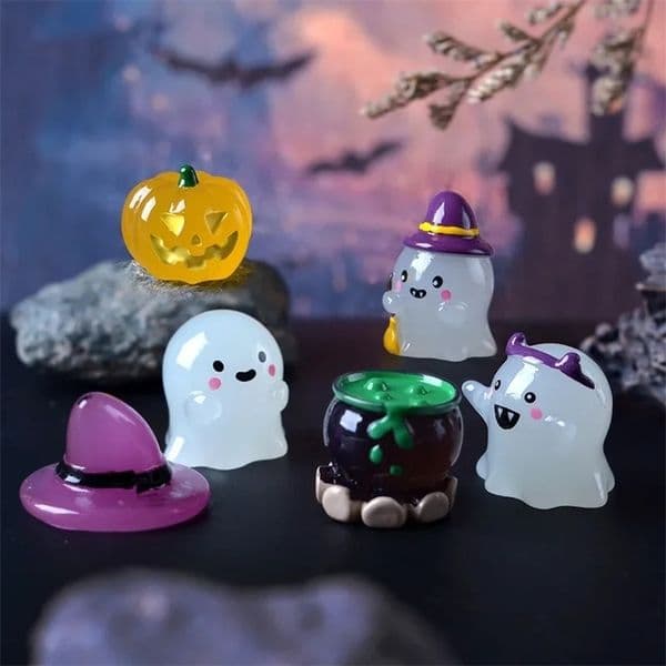 Figurine Miniature Funny Luminous Ghost Micro Landscape Ornaments Mini Figurines for Halloween Decorations Home Desk Room Decor 250522