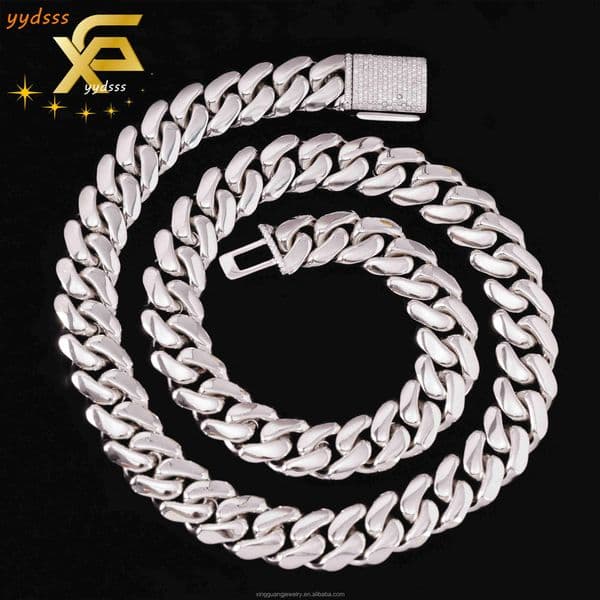Solid 925 Sterling Silver Miami Cuban Link Chain Hip Hop Jewelry 16mm22mm Rapper Necklace Diamond Clasp Cuban Chain for Men