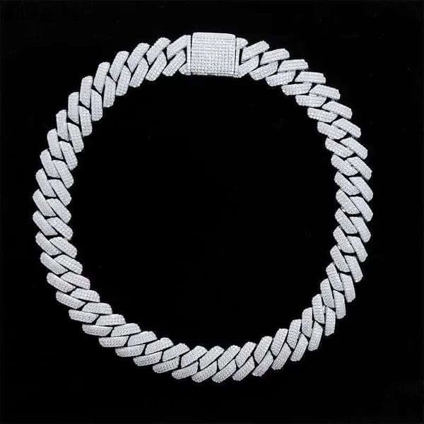 Multi-row Lecd Out Miami Chain Sterling Sier VVS Moissanite Hip Hop Cuban Necklace 02
