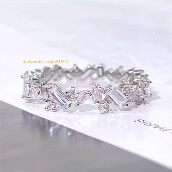 FOXI in stock fine pure Sier Baguette Ring Eternity CZ sterg sier engagement rings jewelry women