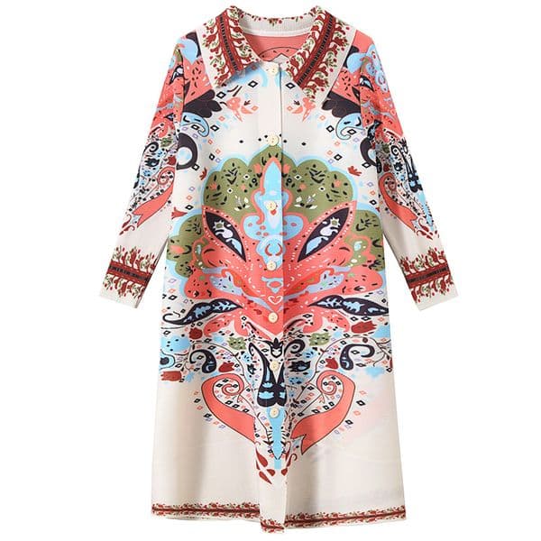 (118) Shirt dress design niche Miyake spring and summer women's loose slit long-sleeved skirt