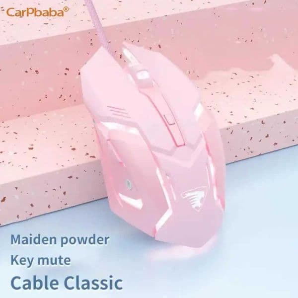 High Quality Carbbaba G3 wired gaming mouse mute pink mechanical sports girl cute art portable office home MacBook laptop PC game console Z250102