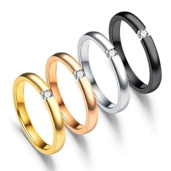 Stainless steel couple ring simple stone black gold silver Valentines Day gift womens jewelry KBR129 W250102