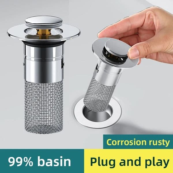 1Pcs Leak Plug, Stainless Steel Odor Proof Bouncing Core, Press Type Sink Drain, Universal Accessory For Washbasin B2