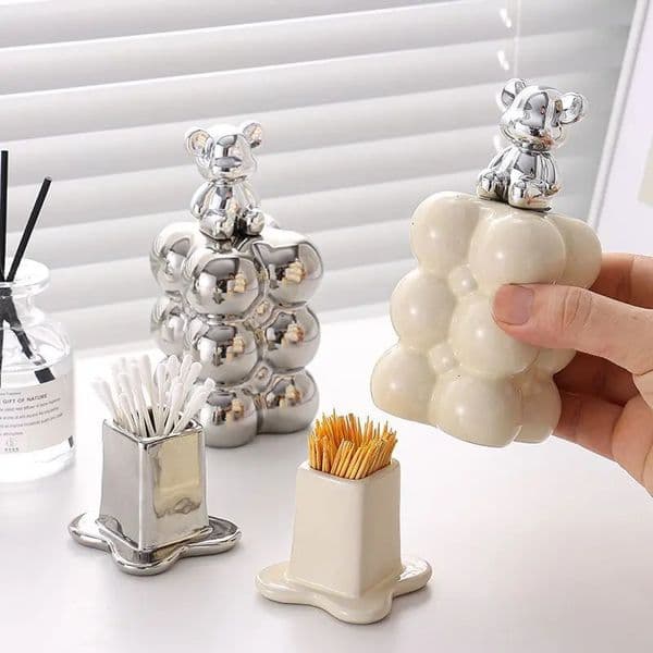 Cartoon n Creative Toothpick Holder Cotton Swab Can Coffee Table Creative Decoration Ornament Toothpick Storage Box ZE311 241231